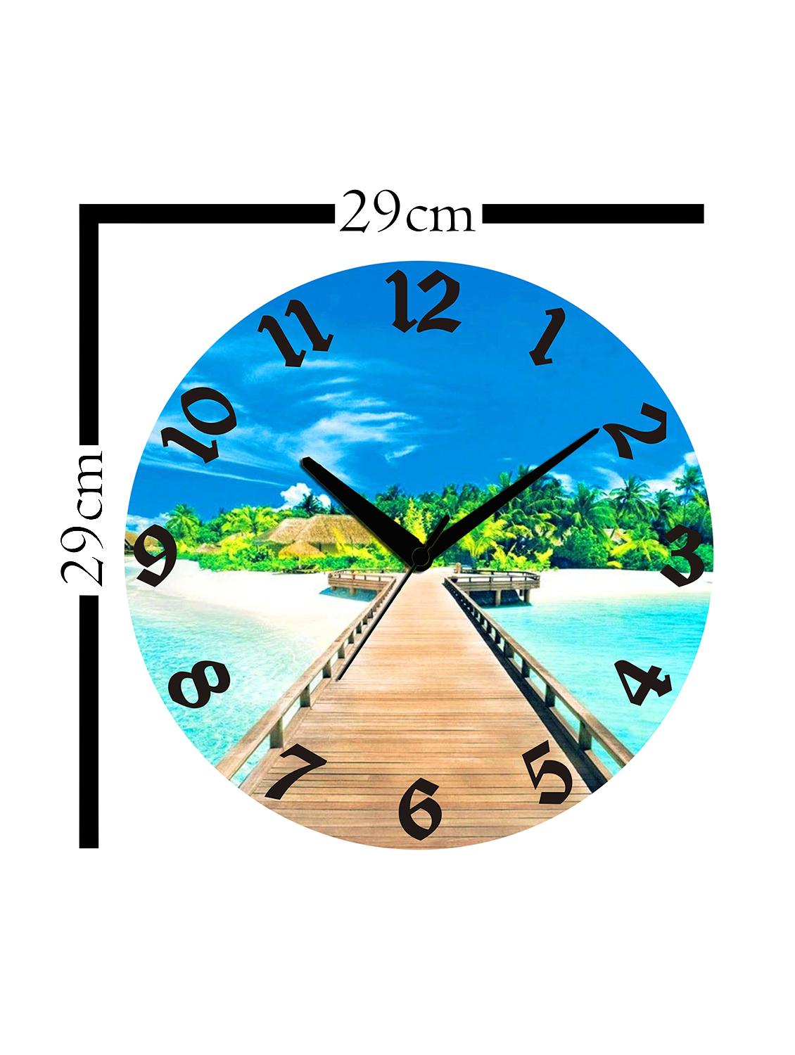 Studio Shubham Wooden Beach Wall Clock 29cmx29cmx3cm
