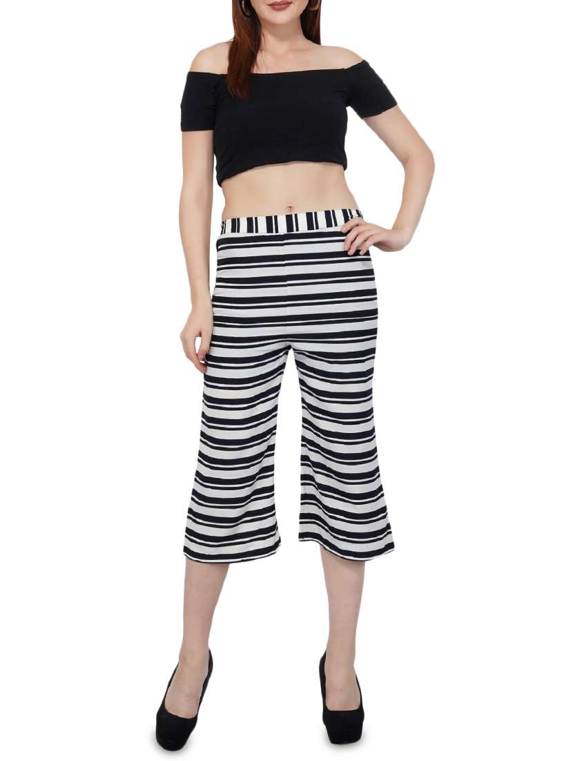 high rise striped culotte - 16208528 - Standard Image - 3