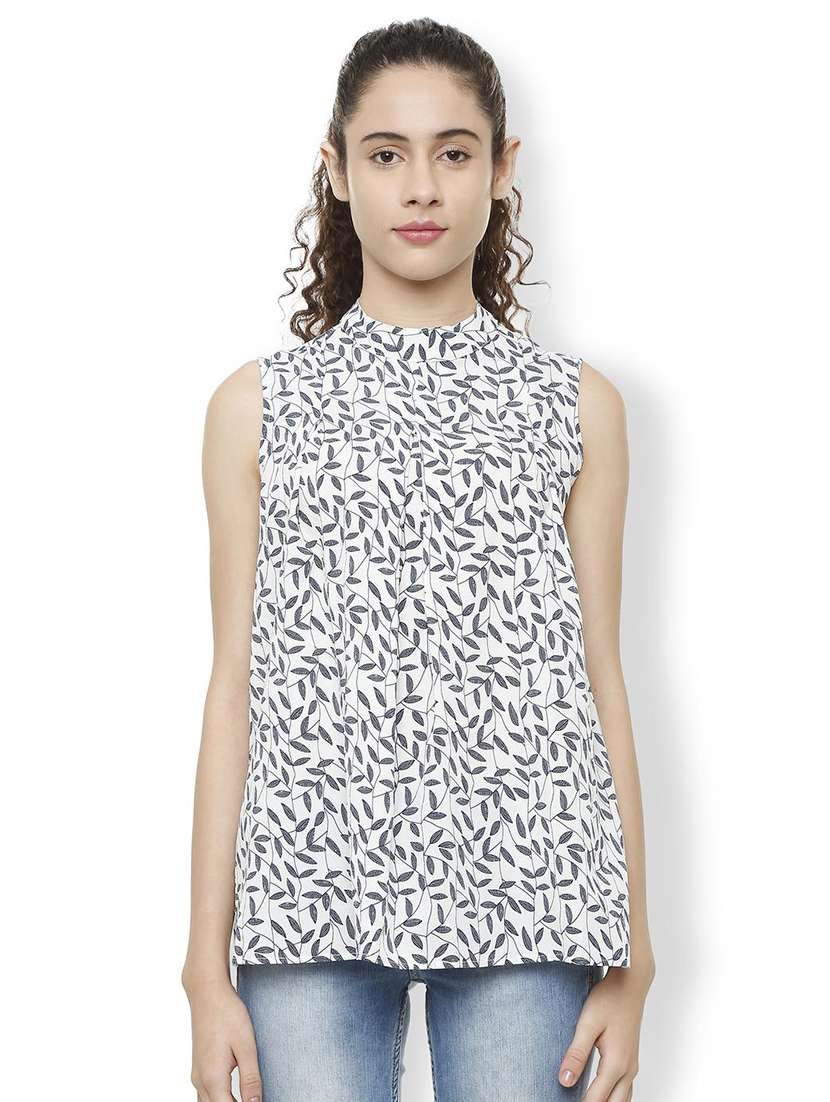 mock neck printed top