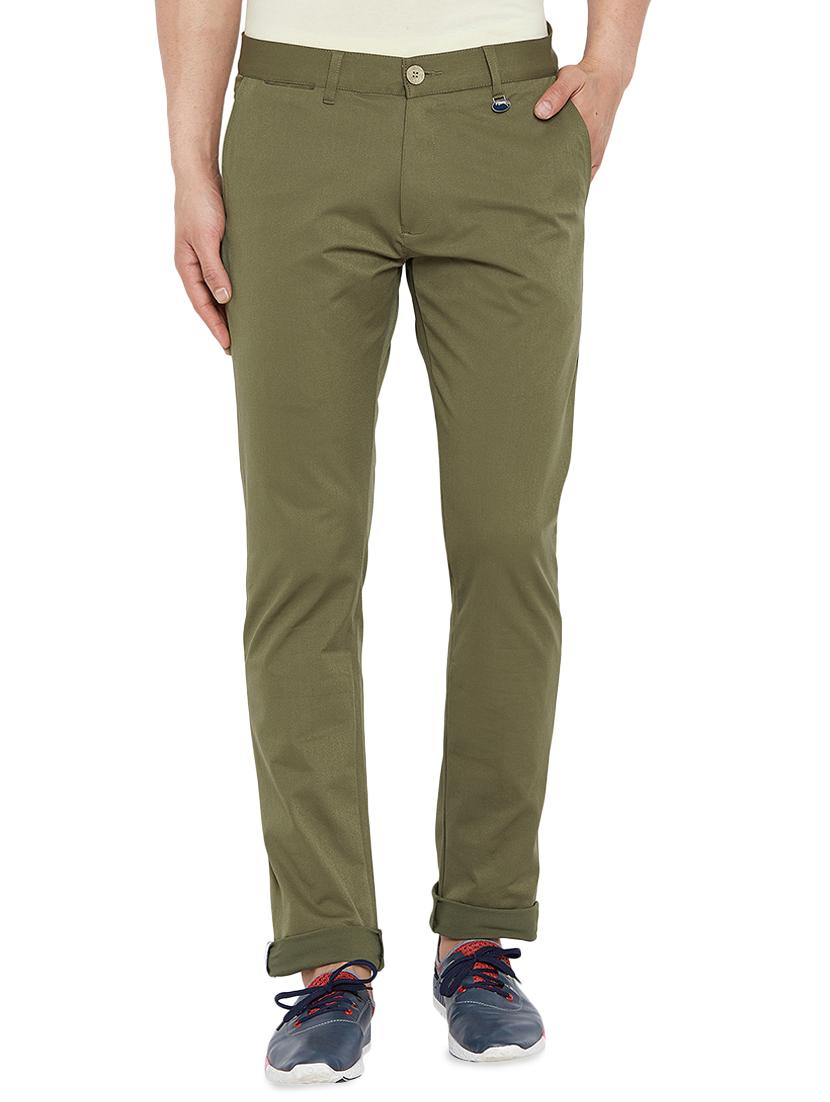 green solid chinos casual trouser - 16214498 -  Zoom Image - 0