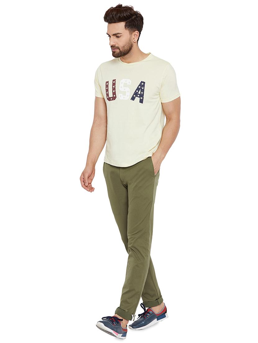 green solid chinos casual trouser - 16214498 - Standard Image - 3
