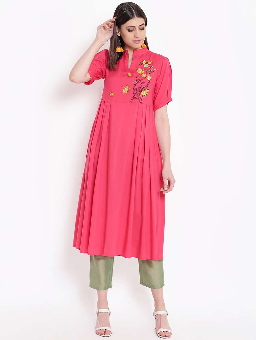 embroidered flared kurta