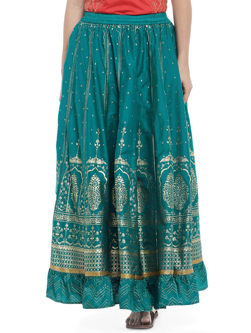 foil printed flared skirt - 16215207 - Zoom Image - 0