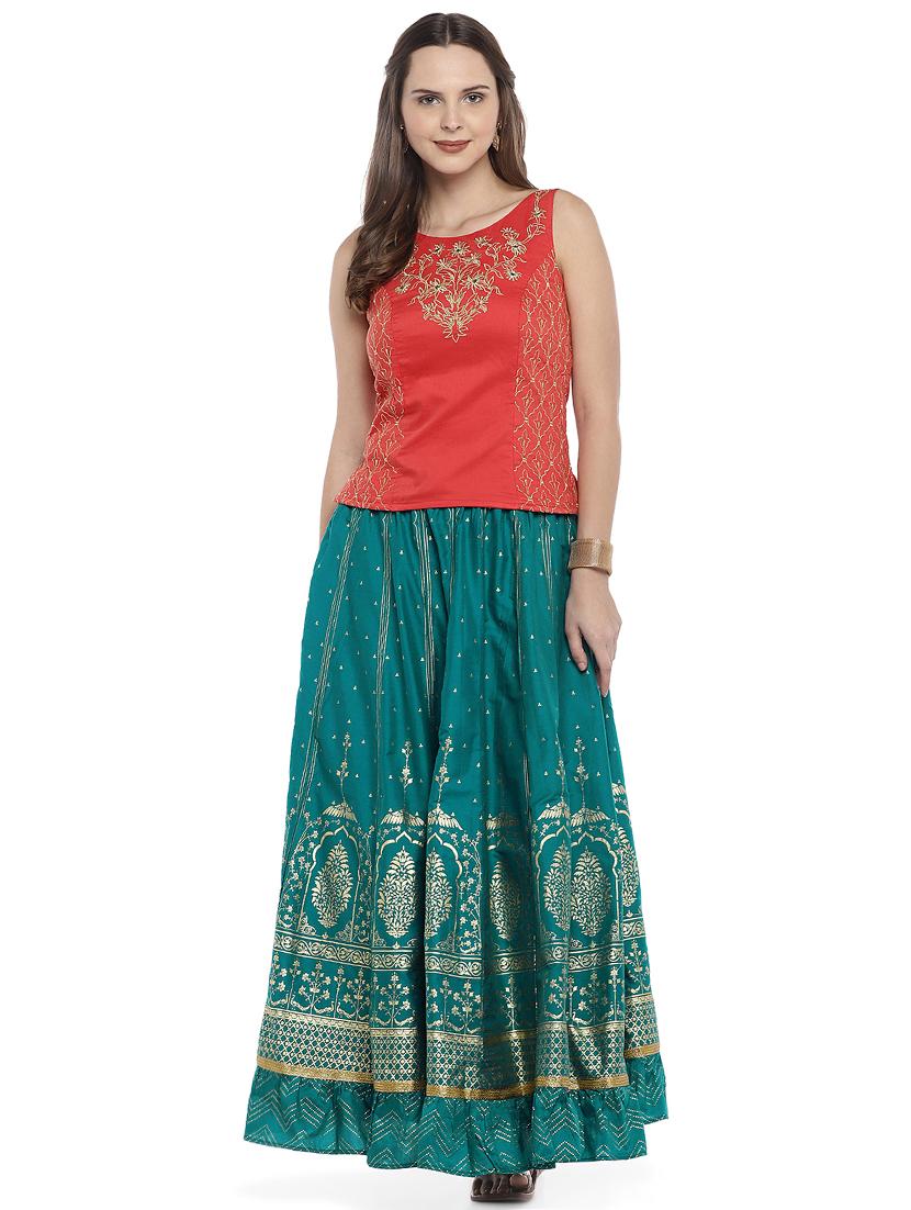 foil printed flared skirt - 16215207 - Standard Image - 3