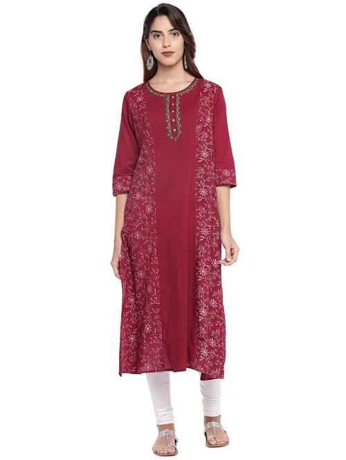 embroidered straight kurta - 16215286 - Standard Image - 0