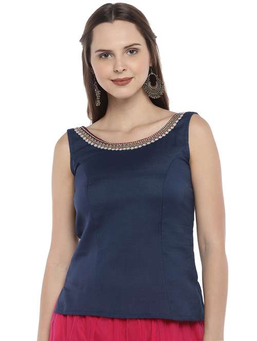 embroidery solid blouse - 16215330 -  Standard Image - 0