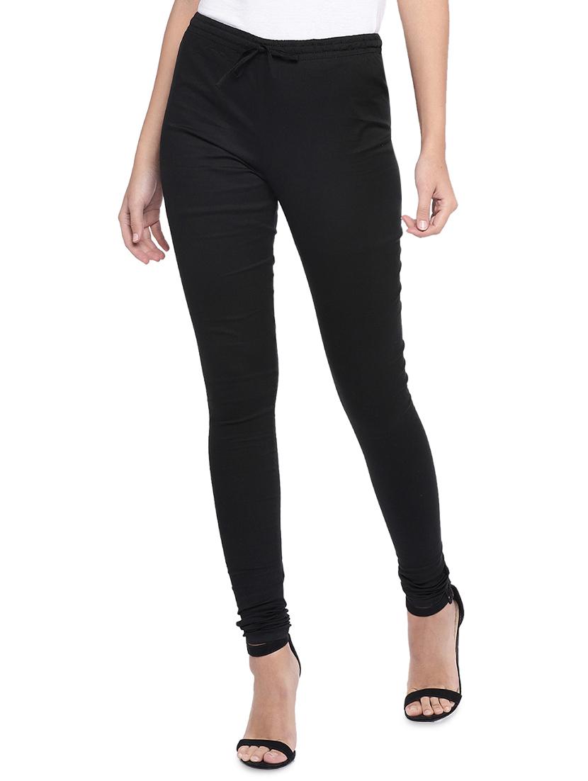 black solid churidar - 16215396 -  Zoom Image - 0