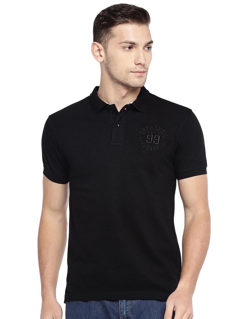 black solid polo t-shirt - 16215492 - Zoom Image - 0
