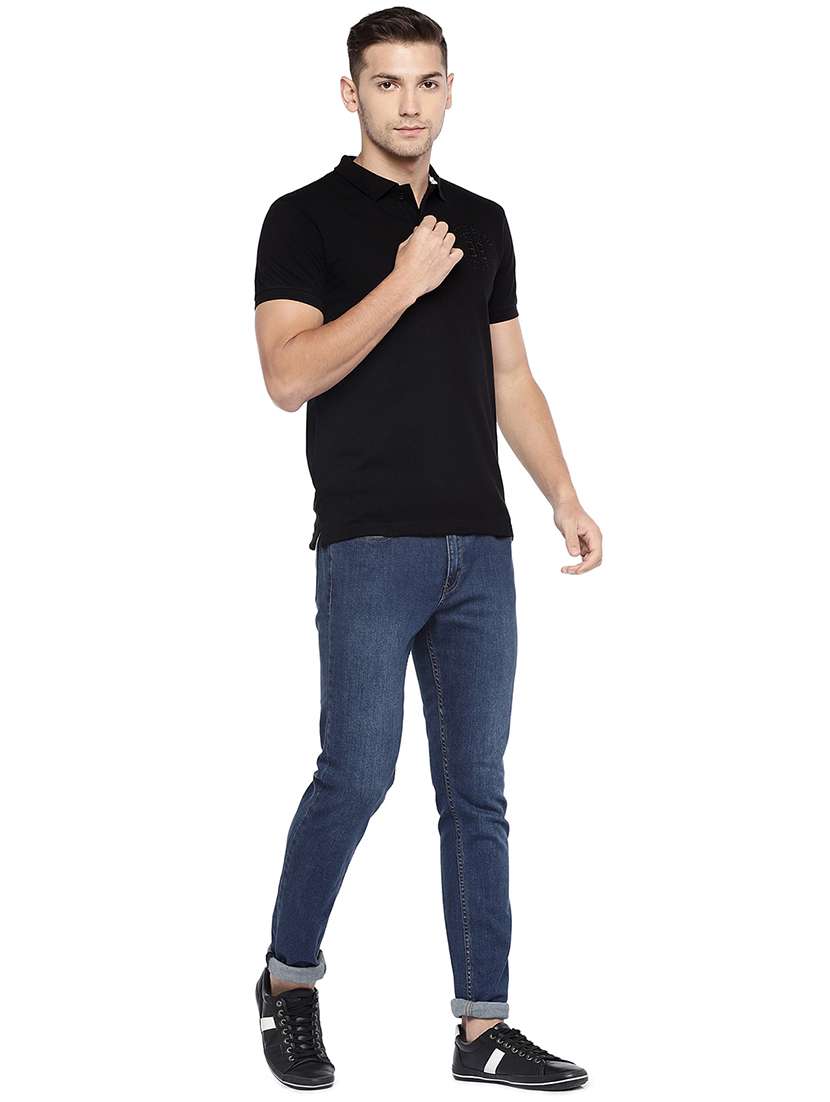 black solid polo t-shirt - 16215492 - Standard Image - 3