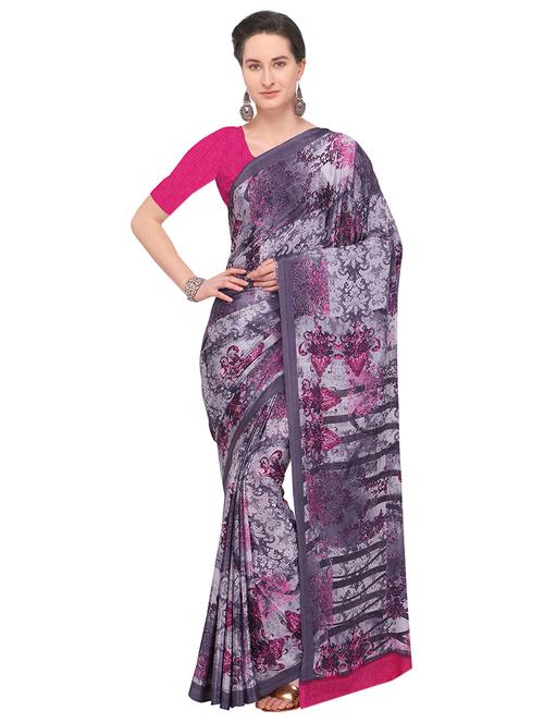 abstract printed saree with blouse - 16216134 - Standard Image - 0