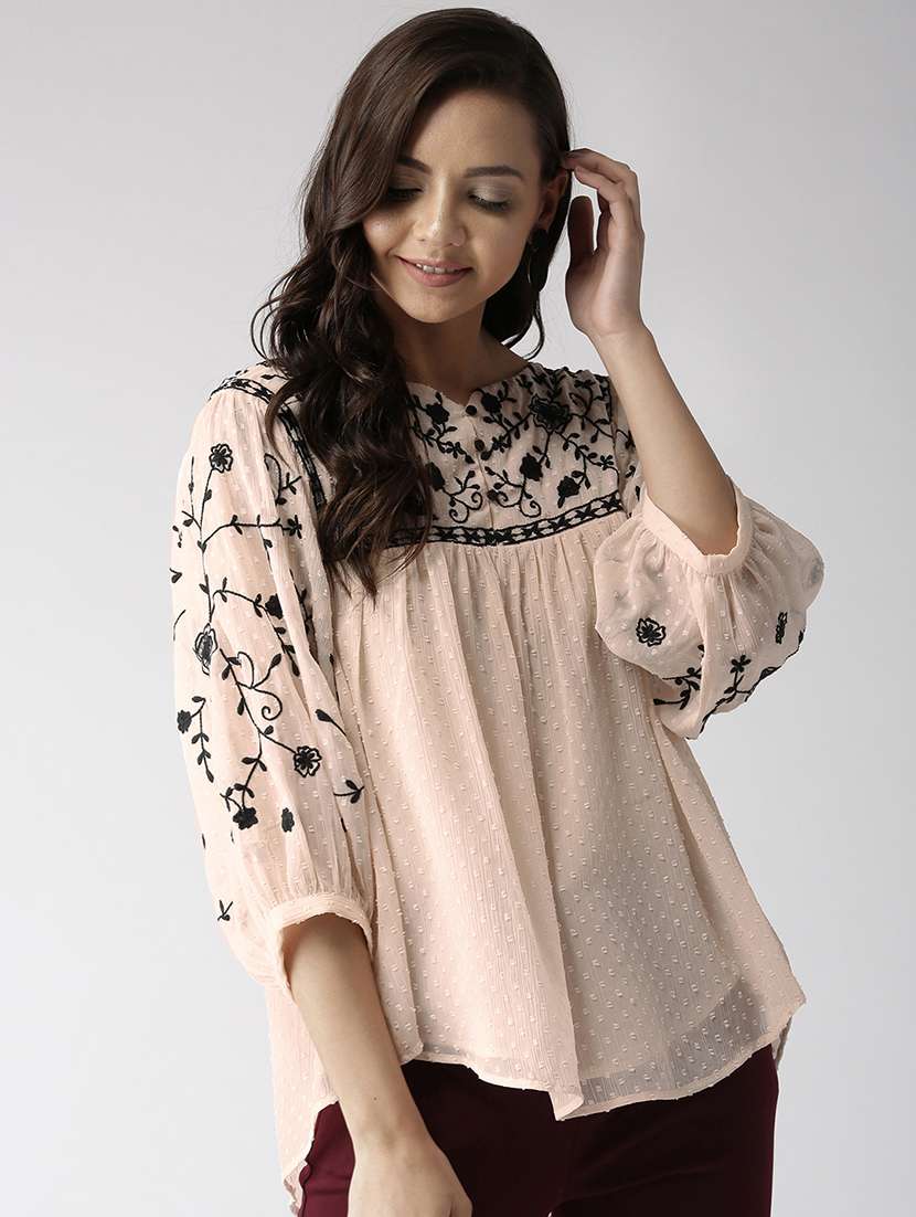 asymmetrical embroidered top