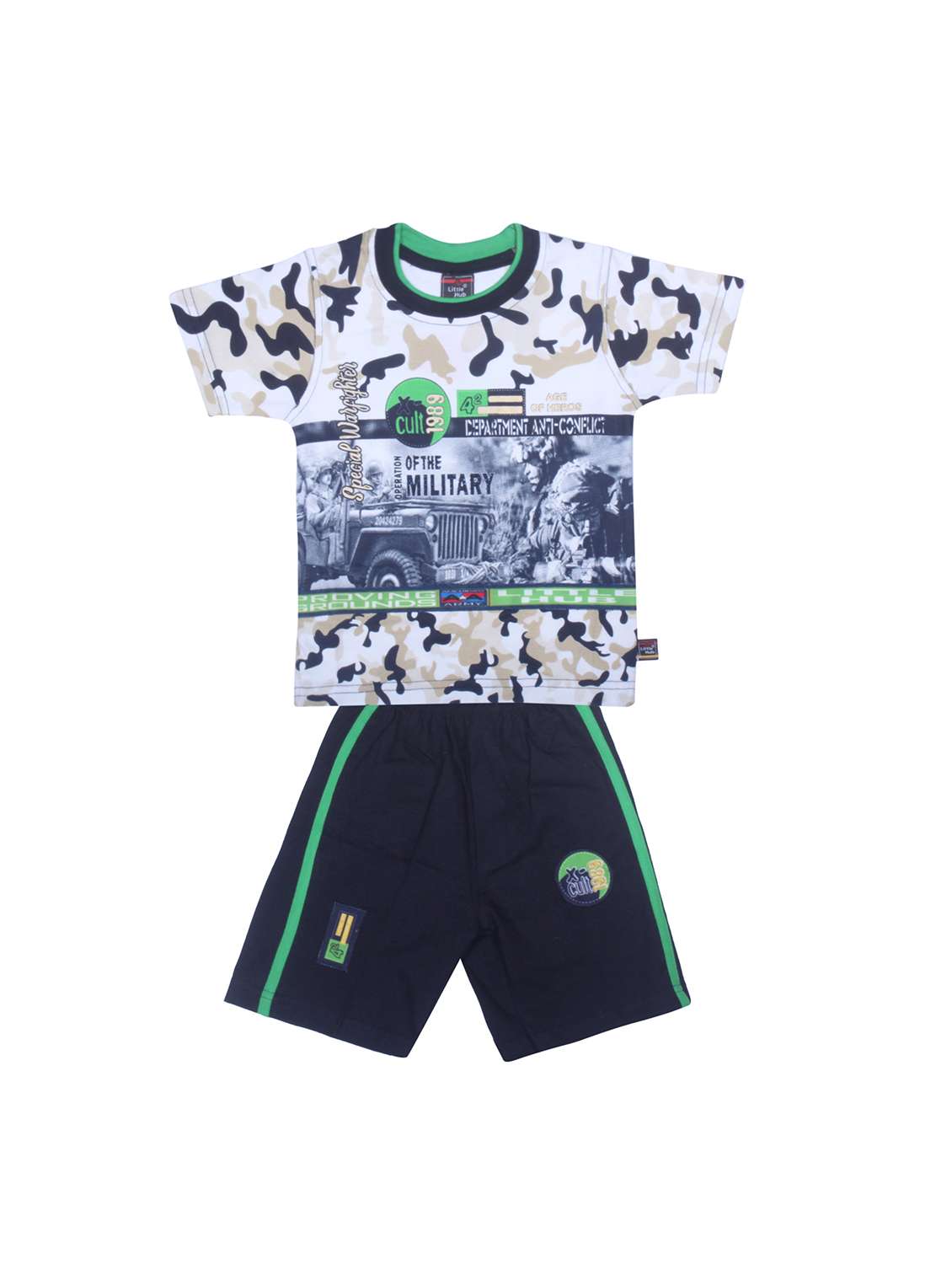 blue cotton shorts set