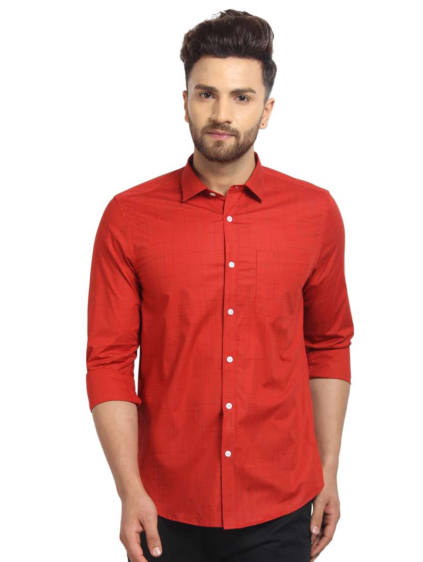 mens self design casual shirt