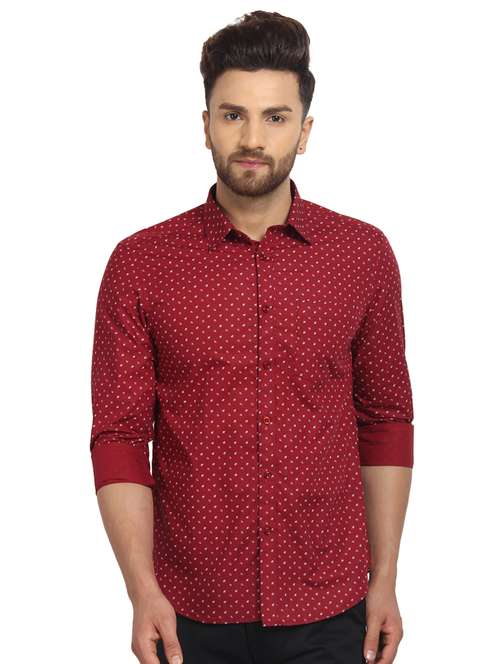 mens micro print casual shirt - 16217468 -  Standard Image - 0