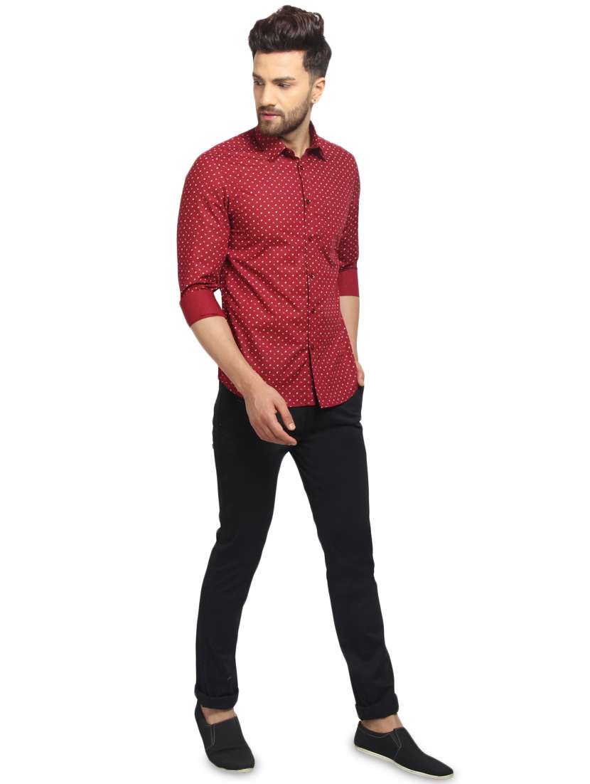 mens micro print casual shirt - 16217468 - Standard Image - 3
