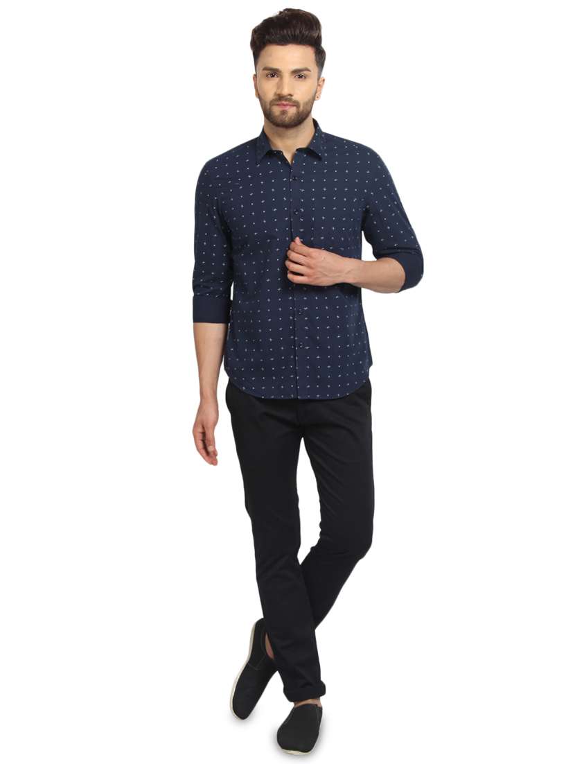 mens micro print casual shirt - 16217473 - Standard Image - 3