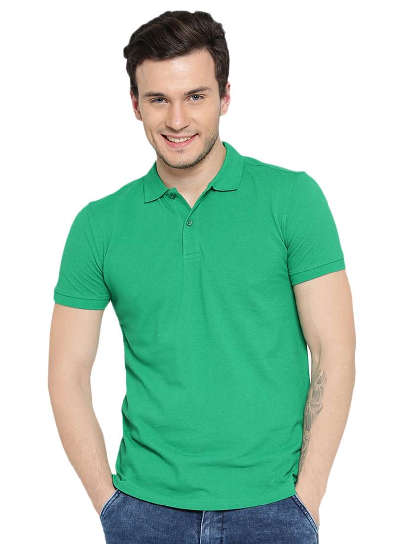 green solid polo t-shirt