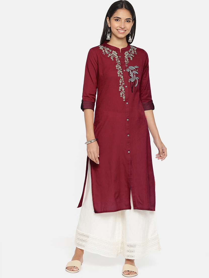 embroidered straight kurta