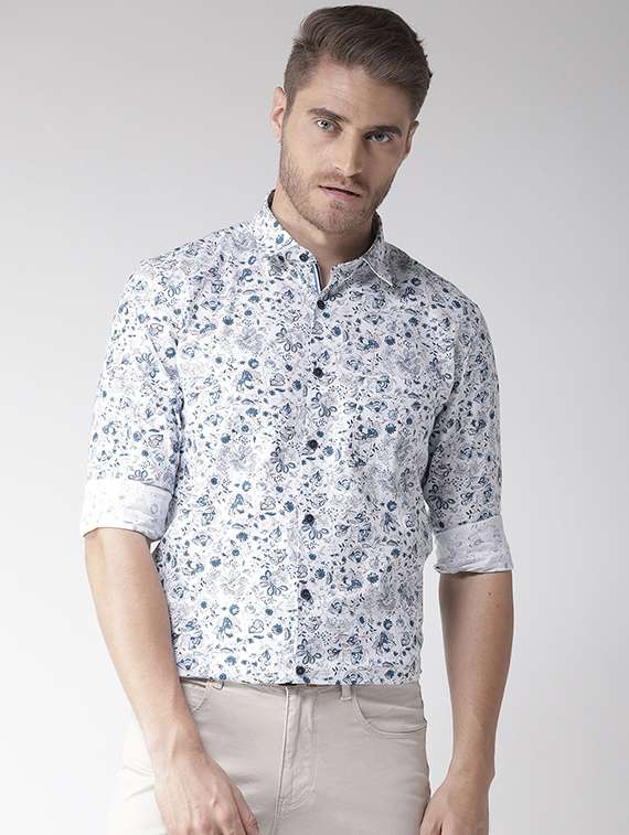 blue floral printed casual shirt