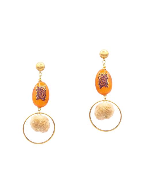 orange metal drop earring - 16218177 - Standard Image - 0