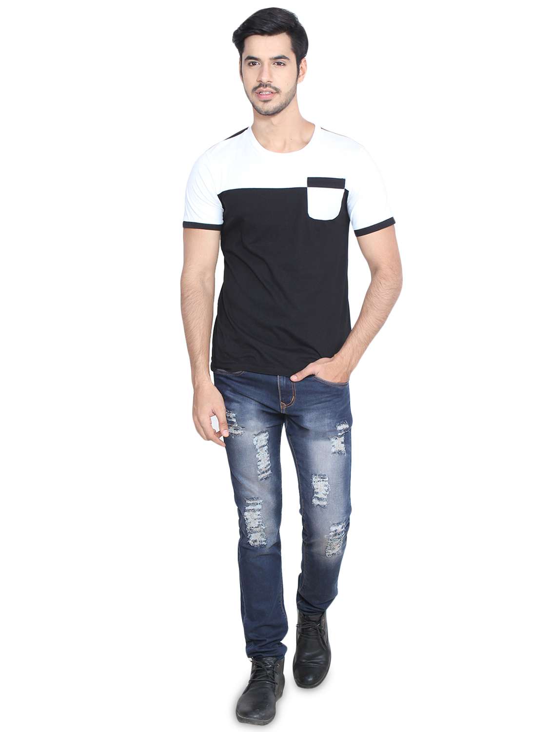 black color block pocket t-shirt - 16219380 -  Standard Image - 3