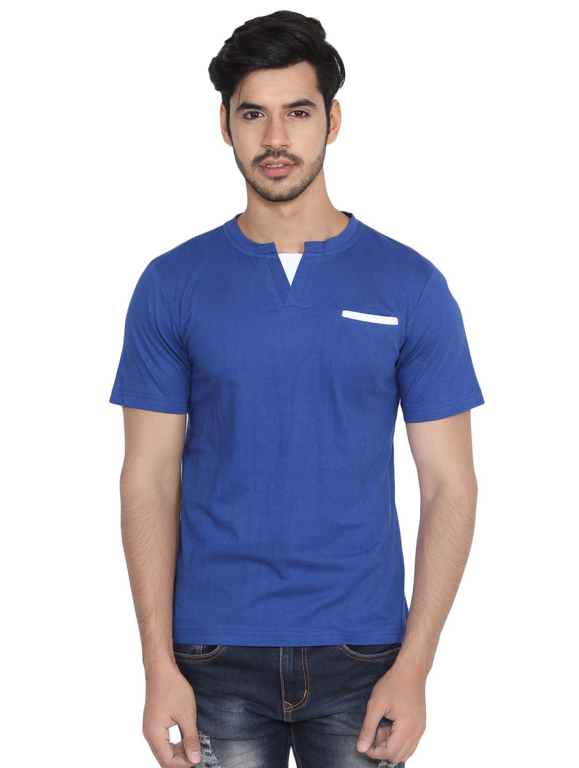 blue solid pocket tshirt - 16219385 - Zoom Image - 0