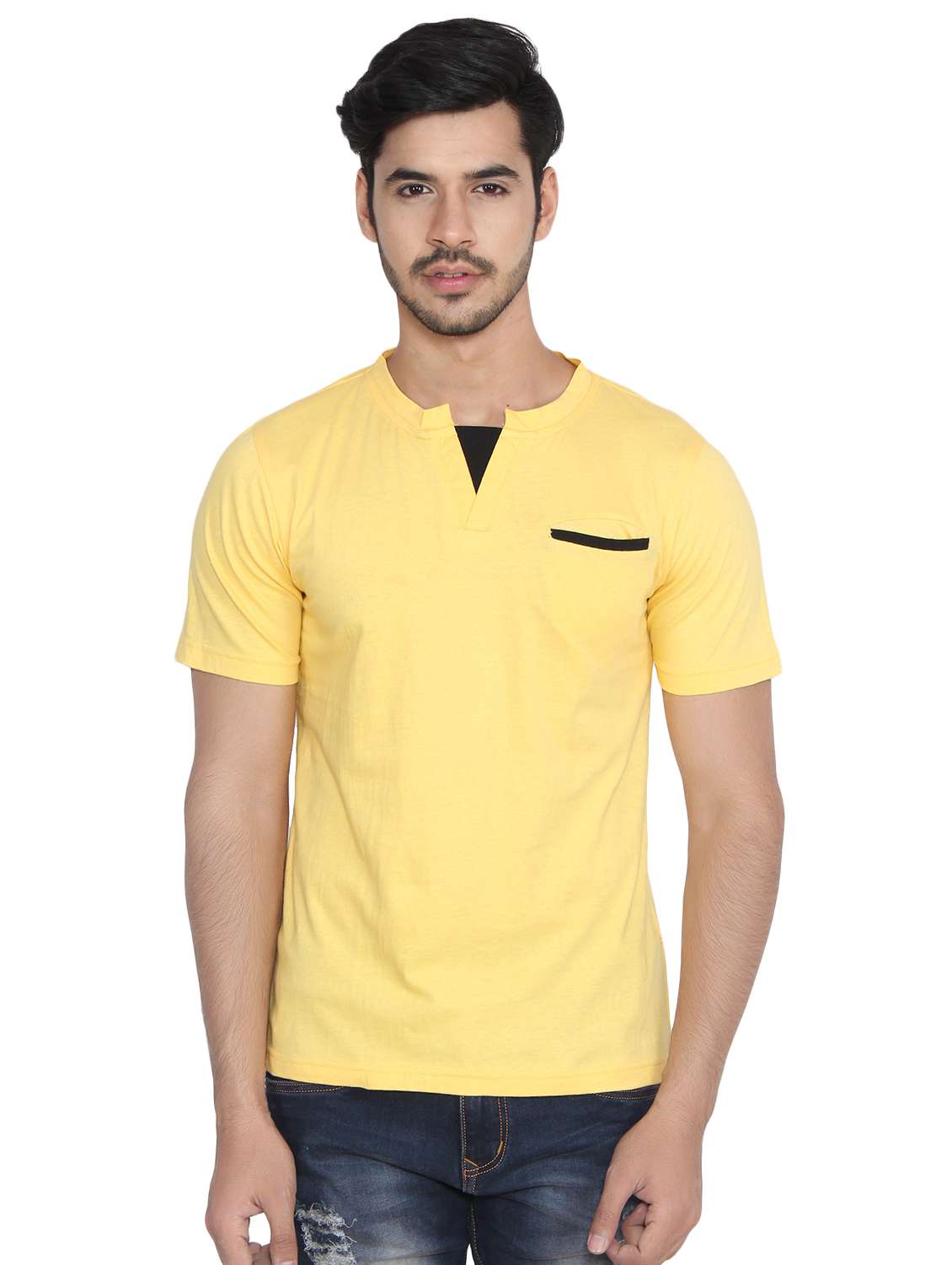 yellow solid pocket t-shirt - 16219386 - Zoom Image - 0