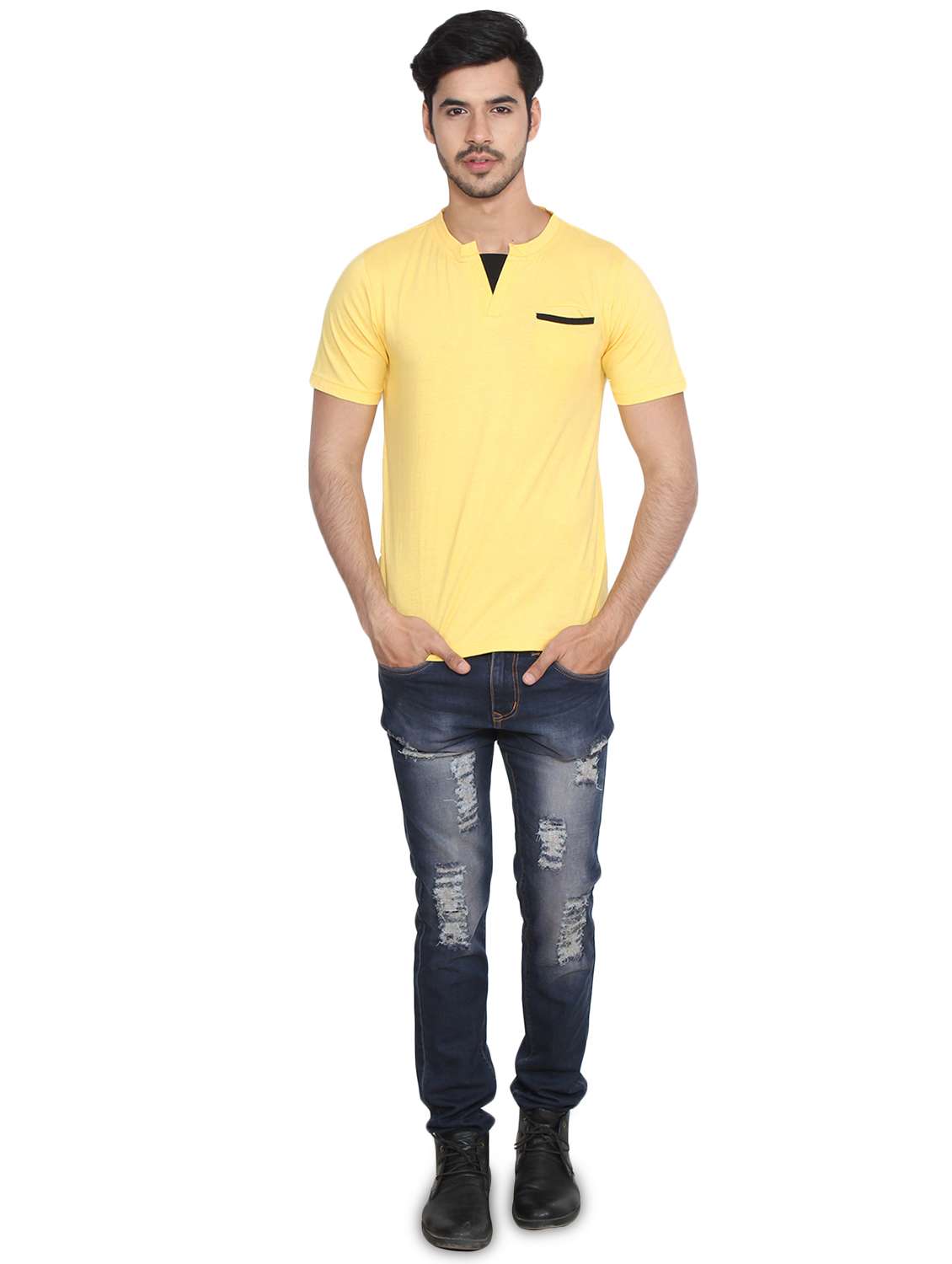 yellow solid pocket t-shirt - 16219386 - Standard Image - 3
