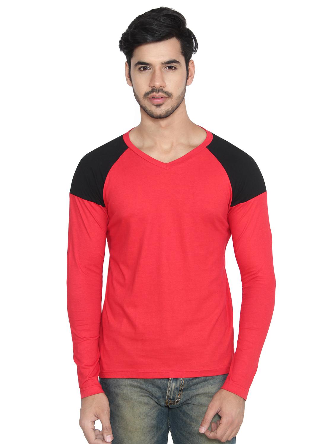 red color block raglan t-shirt - 16219553 -  Zoom Image - 0