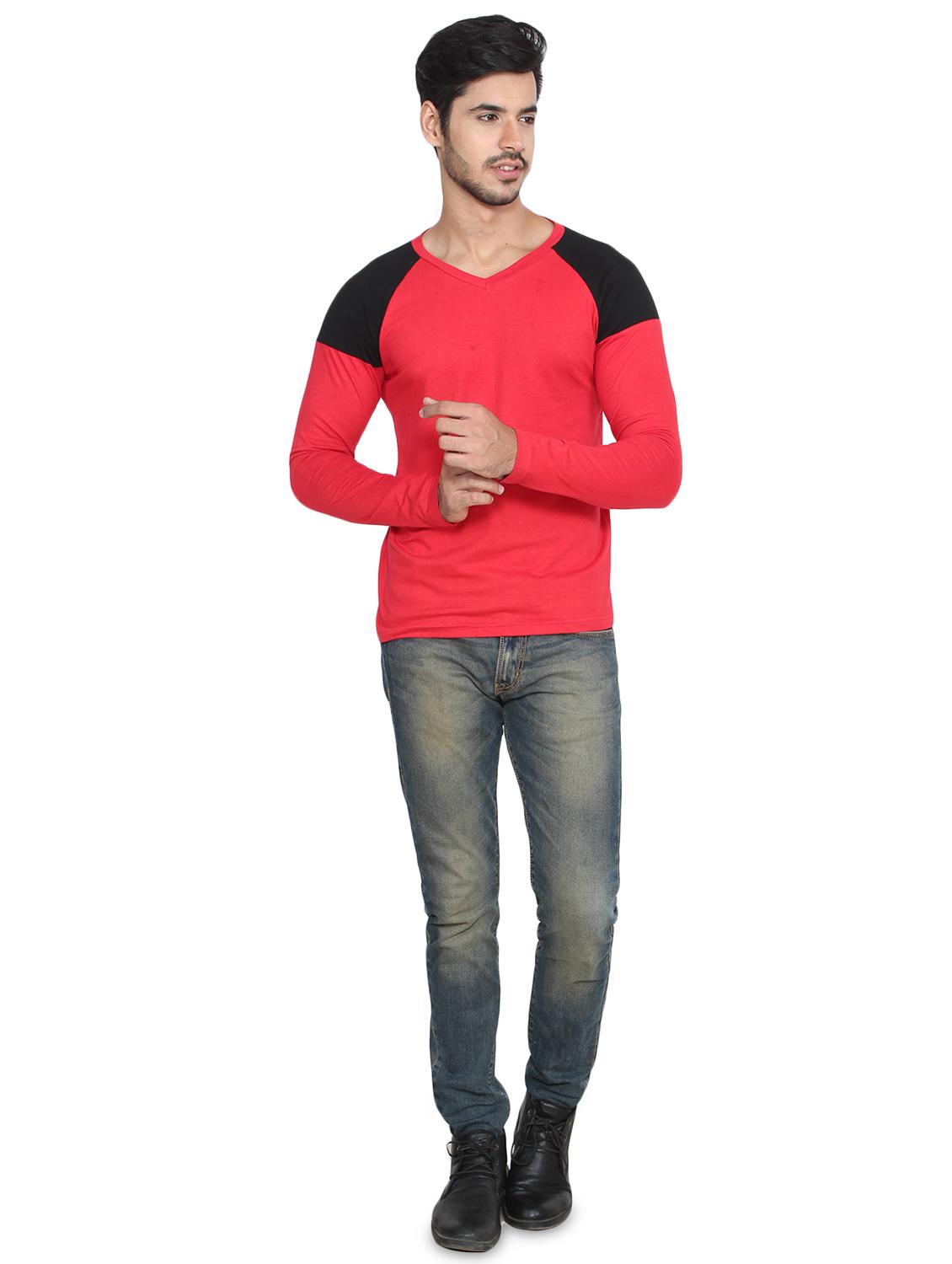 red color block raglan t-shirt - 16219553 - Standard Image - 3