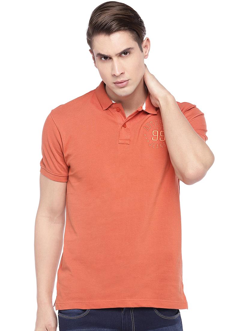 orange solid polo t-shirt - 16220268 - Zoom Image - 0