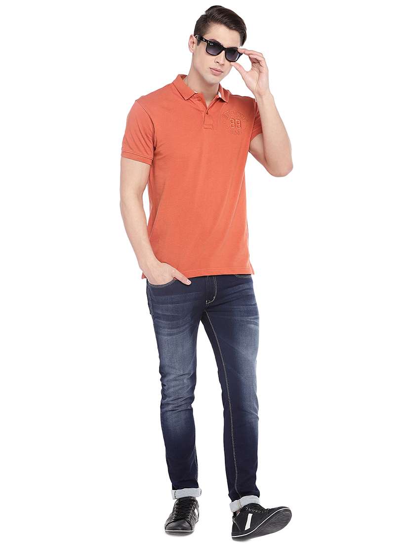 orange solid polo t-shirt - 16220268 - Standard Image - 3