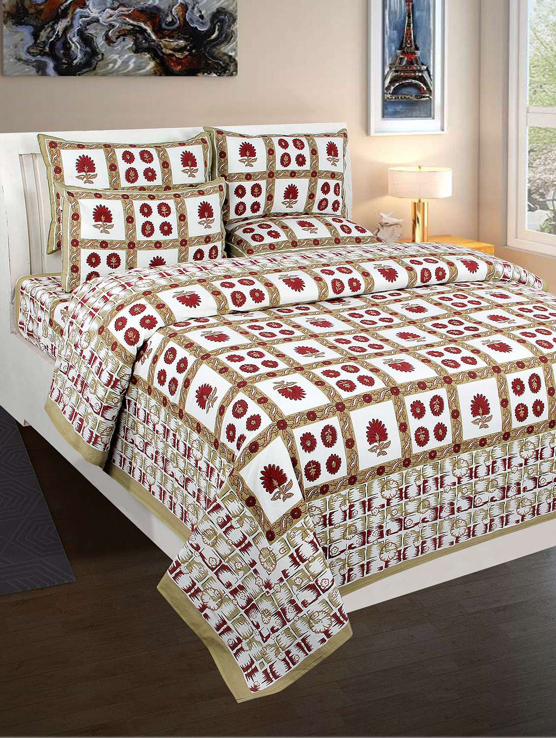 pure cotton double bedsheet  with 2 pillow covers