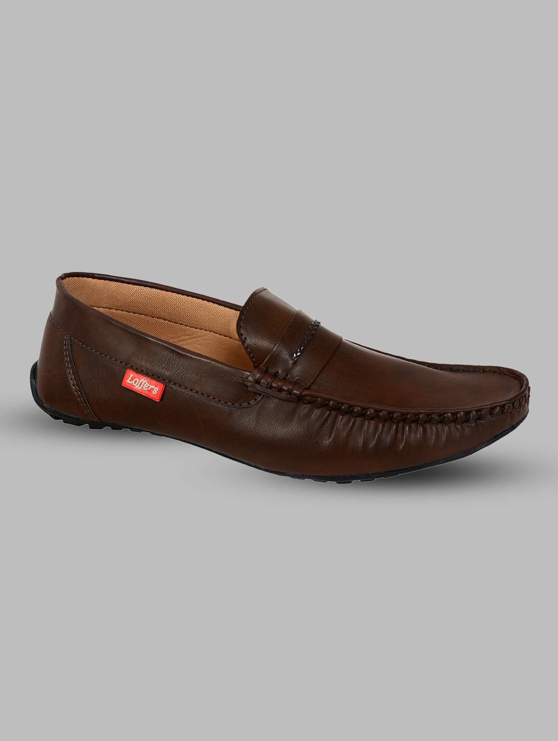men brown slip on loafers