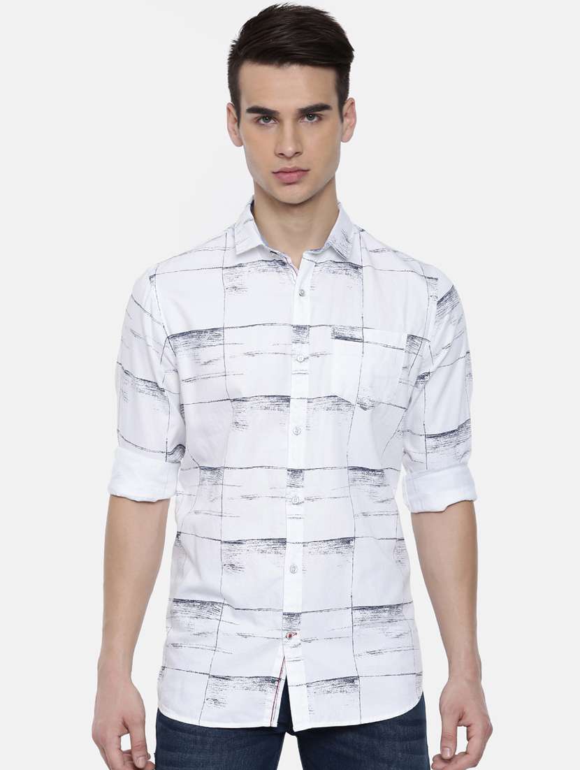 white checkered casual shirt