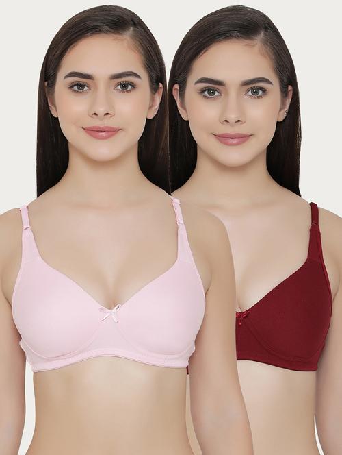 set of 2 contrast bow patch t-shirt bra - 16221910 - Standard Image - 0