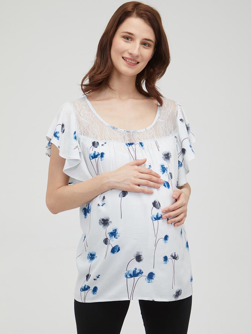 lace panel floral maternity wear top - 16222004 - Zoom Image - 0