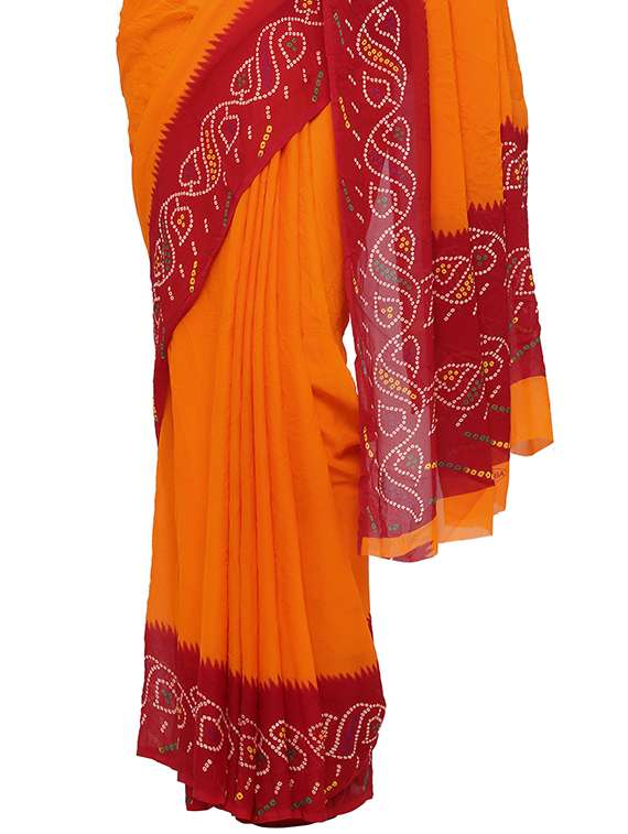 women's bandhani orange colored saree with blouse - 16222480 -  Standard Image - 3
