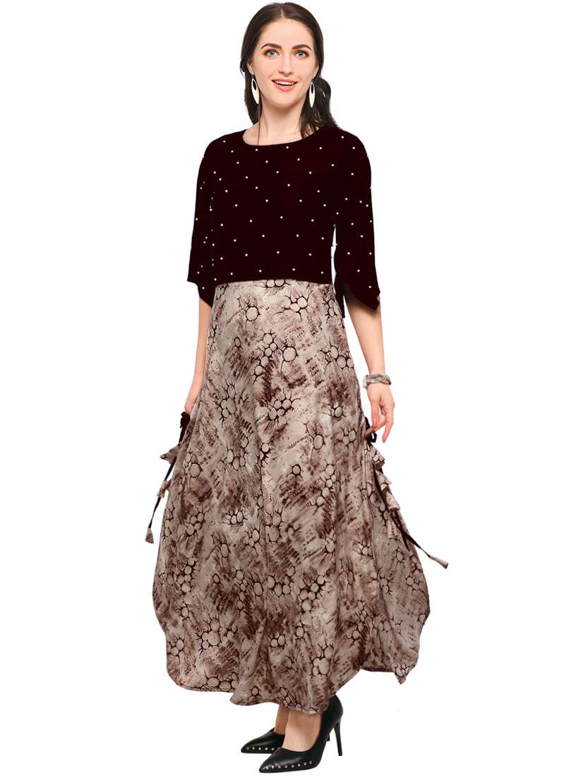 floral contrast a-line kurta