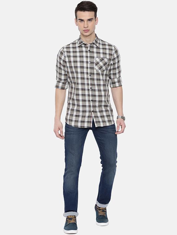 brown checkered casual shirt - 16225835 - Standard Image - 3