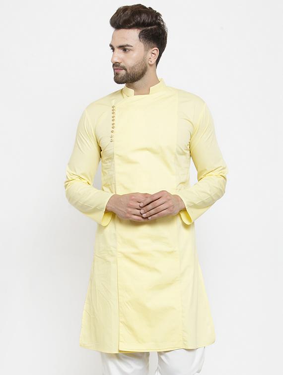 yellow solid long kurta - 16226442 - Zoom Image - 0