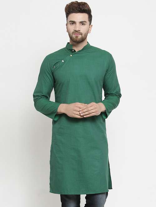 green solid long kurta - 16226447 - Standard Image - 0