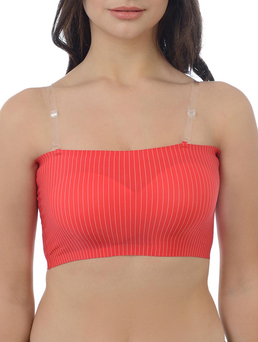 detachable strapped striped tube bra - 16227474 -  Zoom Image - 0