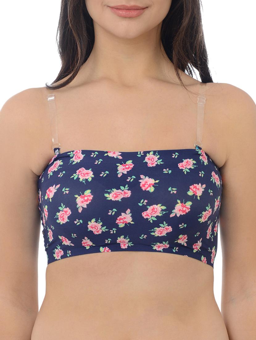 detachable strapped floral tube bra - 16227478 -  Zoom Image - 0