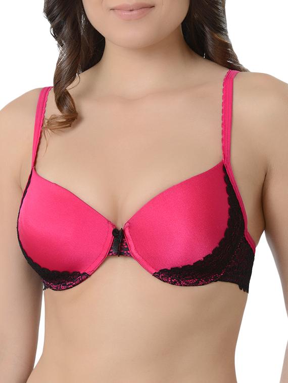 contrast lace detail t-shirt bra - 16227619 -  Zoom Image - 0