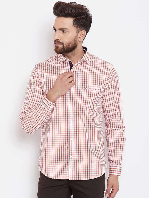 orange checkered casual shirt - 16229741 -  Standard Image - 0