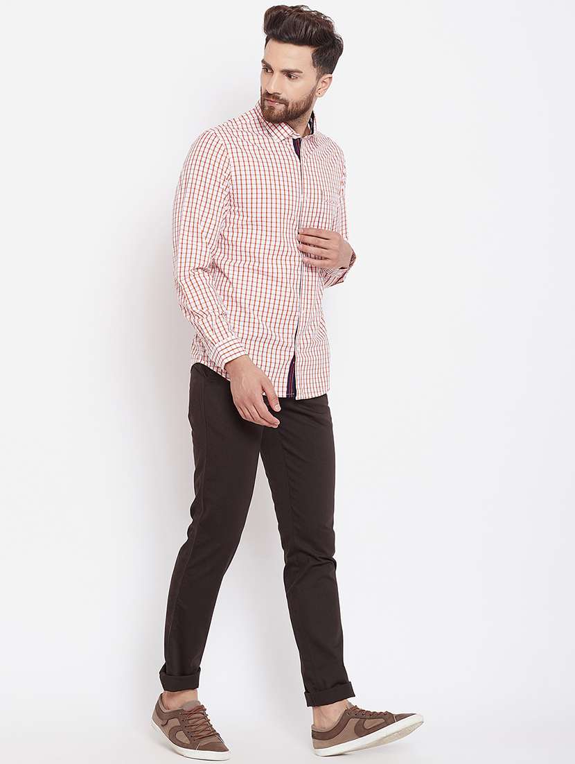 orange checkered casual shirt - 16229741 -  Standard Image - 3