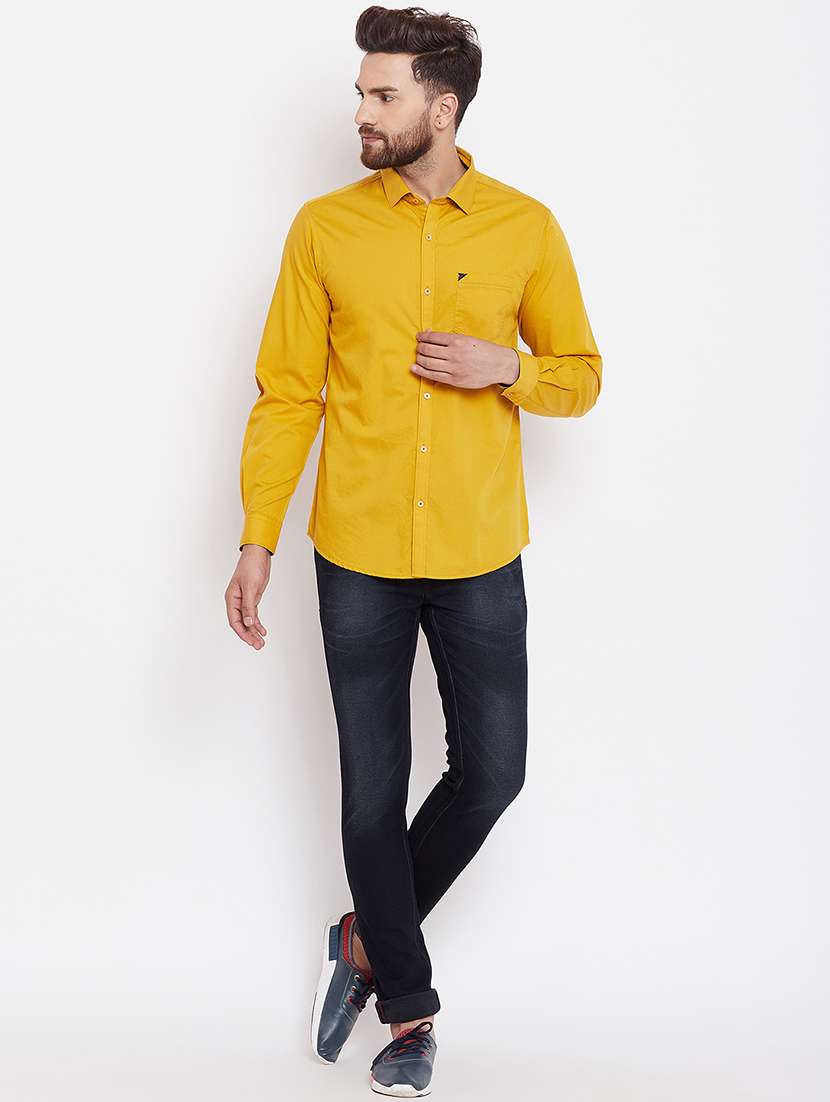 yellow solid casual shirt - 16229745 -  Standard Image - 3