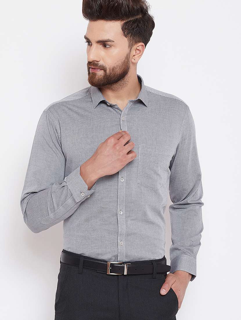 grey cotton formal shirt - 16229760 - Zoom Image - 0