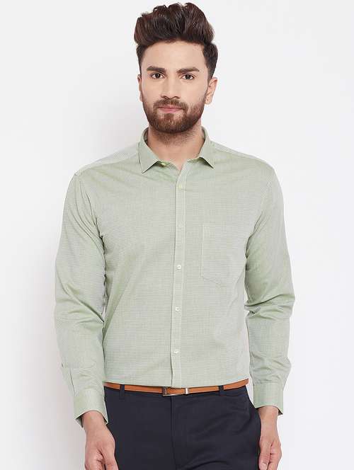 green cotton formal shirt - 16229761 - Standard Image - 0